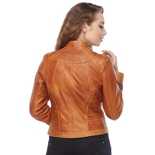 Women’s Real Brown Leather Waxed Jacket