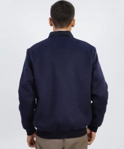 Navy Blue Wool Bomber Jacket