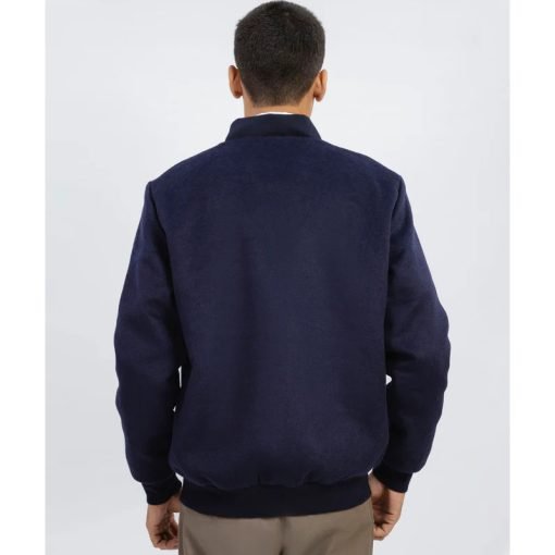 Navy Blue Wool Bomber Jacket