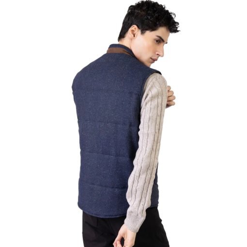 Navy Blue Woolen Quilted Vest