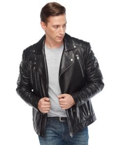 Men’s Real Black Leather Motorcycle Jacket