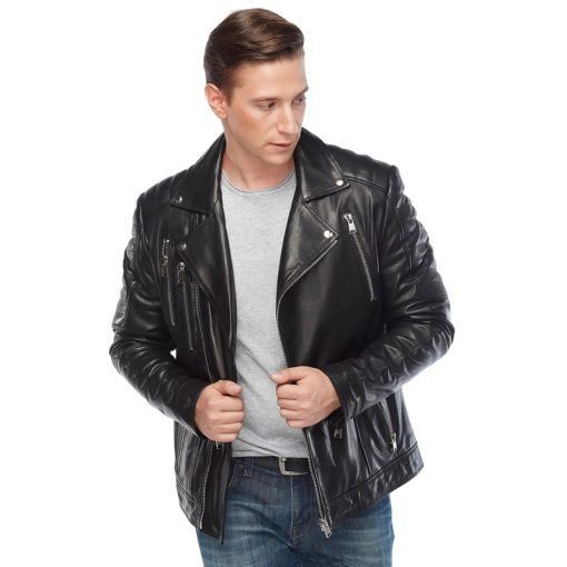 Men’s Real Black Leather Motorcycle Jacket