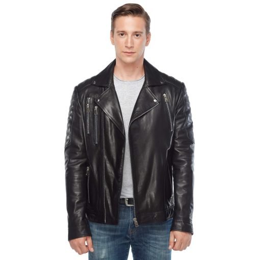 Men’s Real Black Leather Motorcycle Jacket