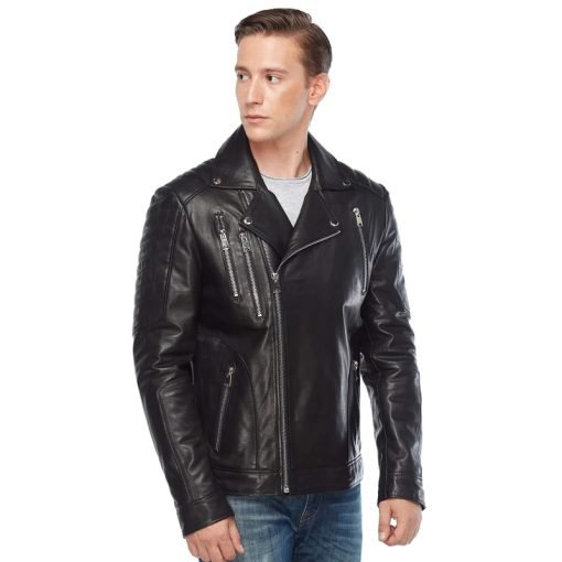 Men’s Real Black Leather Motorcycle Jacket