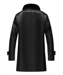 Men's 3/4 Black Real Leather Coat