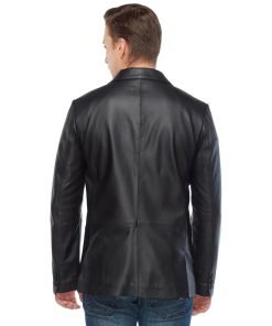 Men’s Real Black Leather Blazer