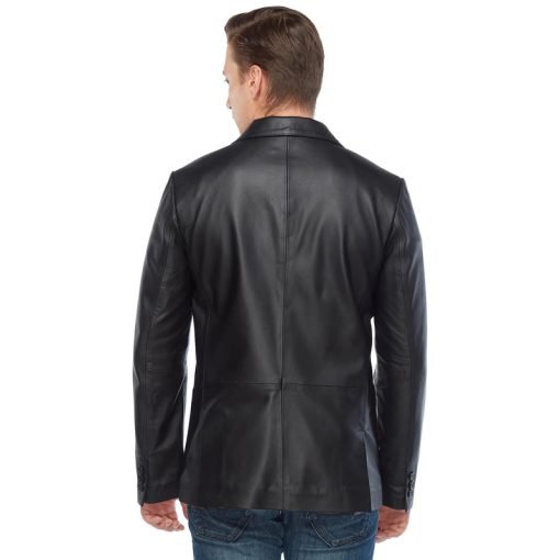 Men’s Real Black Leather Blazer