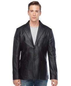 Men’s Real Black Leather Blazer