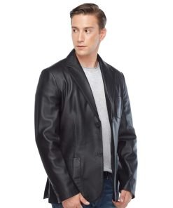 Men’s Real Black Leather Blazer