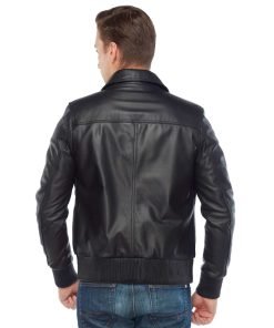 Men’s Real Black Leather Bomber Jacket