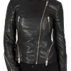 Womens-Cafe-Racer-Leather-Biker-Jacket-Black-Cross-Zipper
