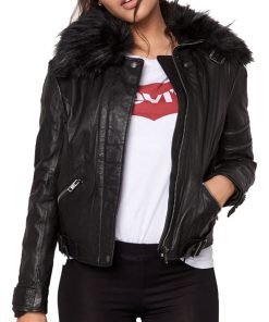 Womens-Cafe-Racer-Leather-Motorcycle-Jacket-Black 1