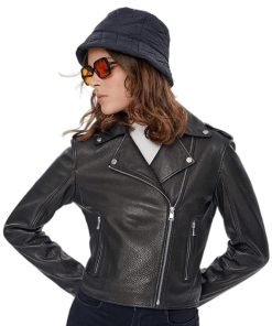 Women’s Real Black Leather Biker Jacket