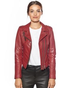 Women’s Real Claret Red Biker Jacket