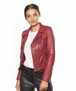Women’s Real Claret Red Biker Jacket