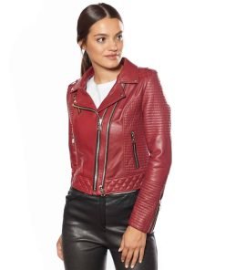 Women’s Real Claret Red Biker Jacket