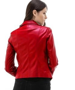 Women’s Real Red Leather Motorcycle Jacket