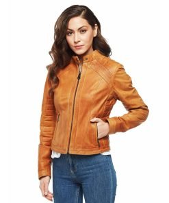 Women’s Real Tan Leather Waxed jacket