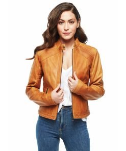 Women’s Real Tan Leather Waxed jacket