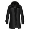 Men's 3/4 Black Real Leather Coat