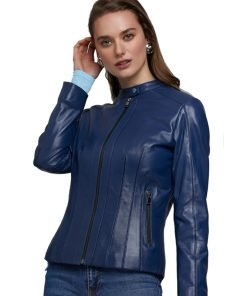 Women’s Real Navy Blue Leather Jacket