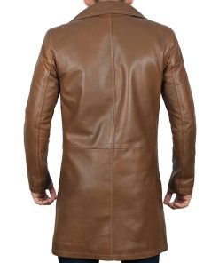 Men's 3 4 Length Brown Leather Car Coat