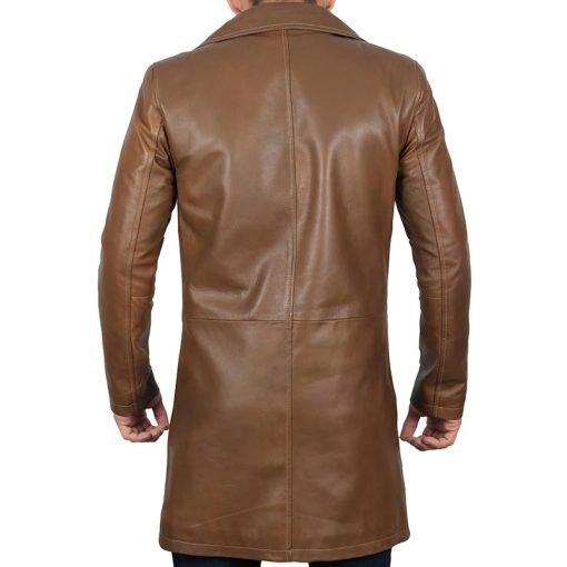 Men's 3 4 Length Brown Leather Car Coat