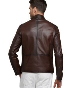 Men’s Real Dark Brown Leather Biker Style Jacket