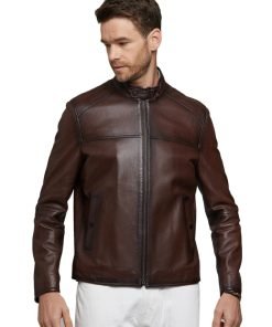 Men’s Real Dark Brown Leather Biker Style Jacket