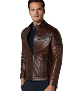 Men’s Real Brown Leather Sport Style Jacket