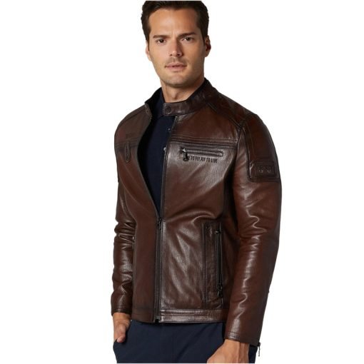 Men’s Real Brown Leather Sport Style Jacket