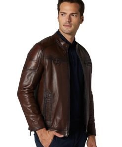 Men’s Real Brown Leather Sport Style Jacket