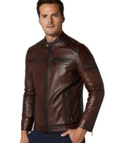 Men’s Real Brown Leather Sport Style Jacket