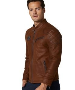 Men’s Real Brown Leather Moto Jacket