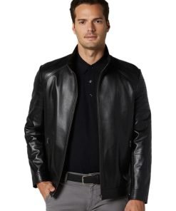 Men’s Real Black Leather Biker Style Jacket