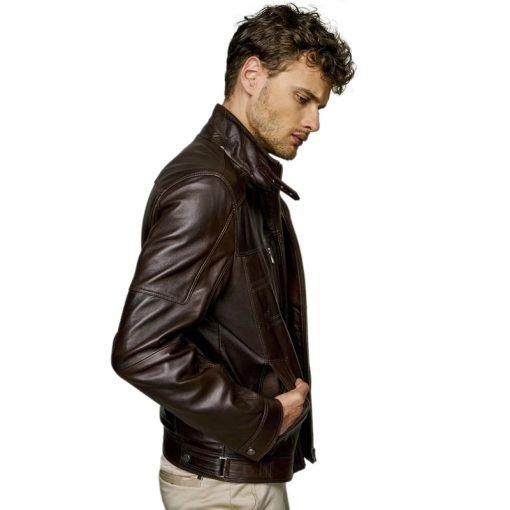 Men’s Real Dark Brown Leather Antique Jacket