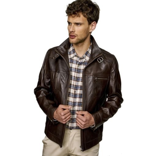 Men’s Real Dark Brown Leather Antique Jacket