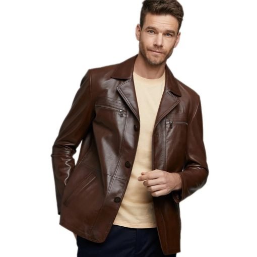 Men’s Real Brown Leather Coat