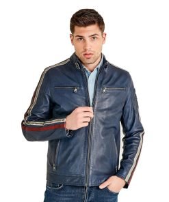 Men’s Real Blue Leather Jacket
