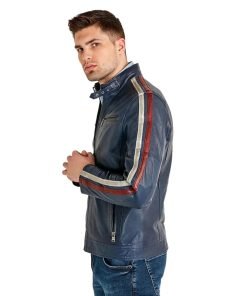 Men’s Real Blue Leather Jacket