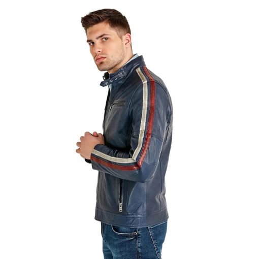 Men’s Real Blue Leather Jacket