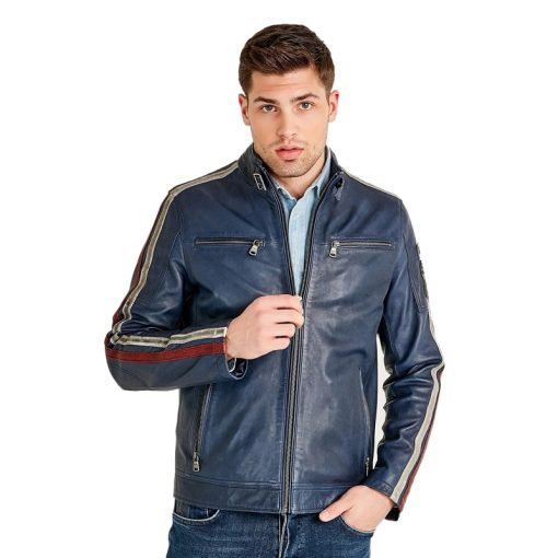 Men’s Real Blue Leather Jacket