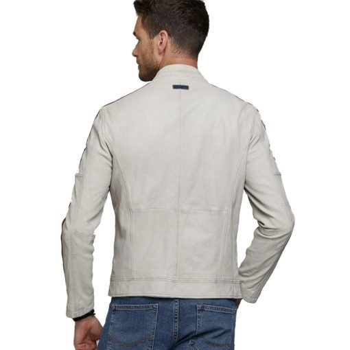 Men’s Real White Leather Jacket