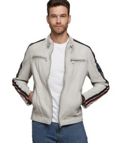 Men’s Real White Leather Jacket