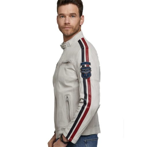 Men’s Real White Leather Jacket