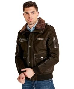 Men’s Real Brown Leather Air Force Jacket