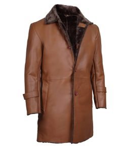 Men's Brown Real Leather Shearling Coat