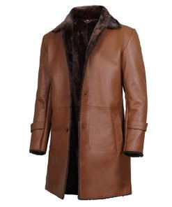 Men's Brown Real Leather Shearling Coat