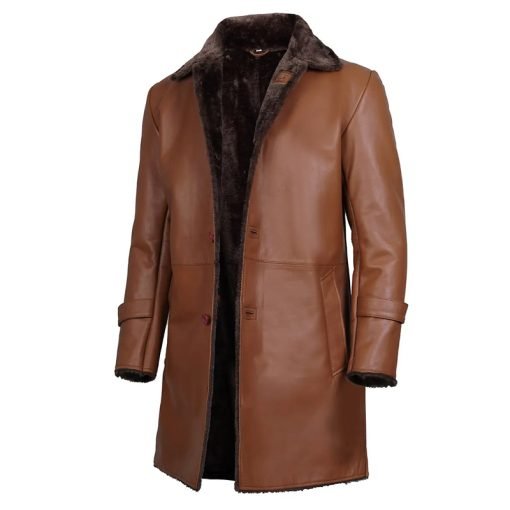 Men's Brown Real Leather Shearling Coat