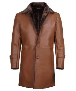 Men's Brown Real Leather Shearling Coat